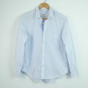 Frank & Eileen S Button Up Shirt Blue Stripe Preppy Casual Joedy Boyfriend Shirt